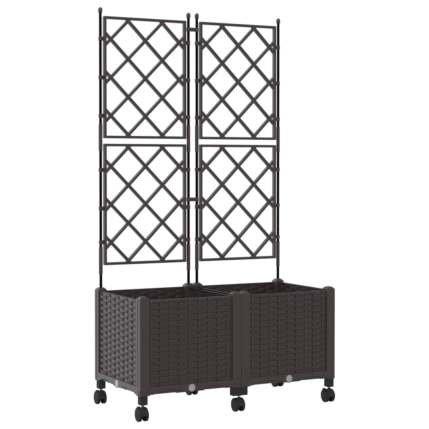 Hageplanter med espalier og hjul 2 stk. Brun 80 x 40 x 149 cm