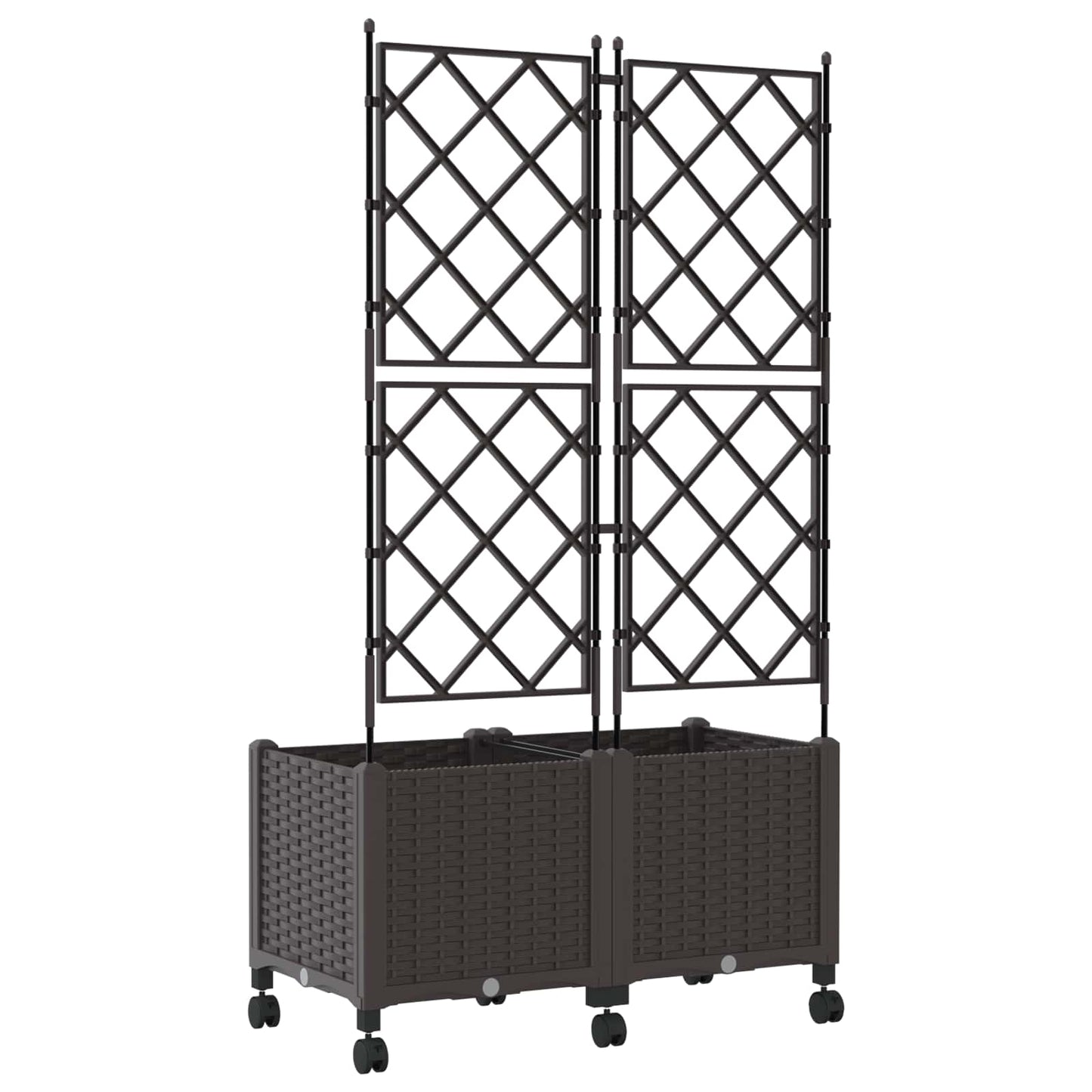 Hageplanter med espalier og hjul 2 stk. Brun 80 x 40 x 149 cm