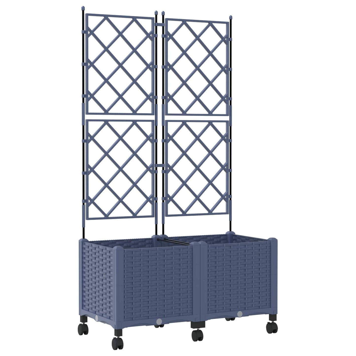 Hageplanter med espalier og hjul 2 stk. Grå 80 x 40 x 149 cm PP