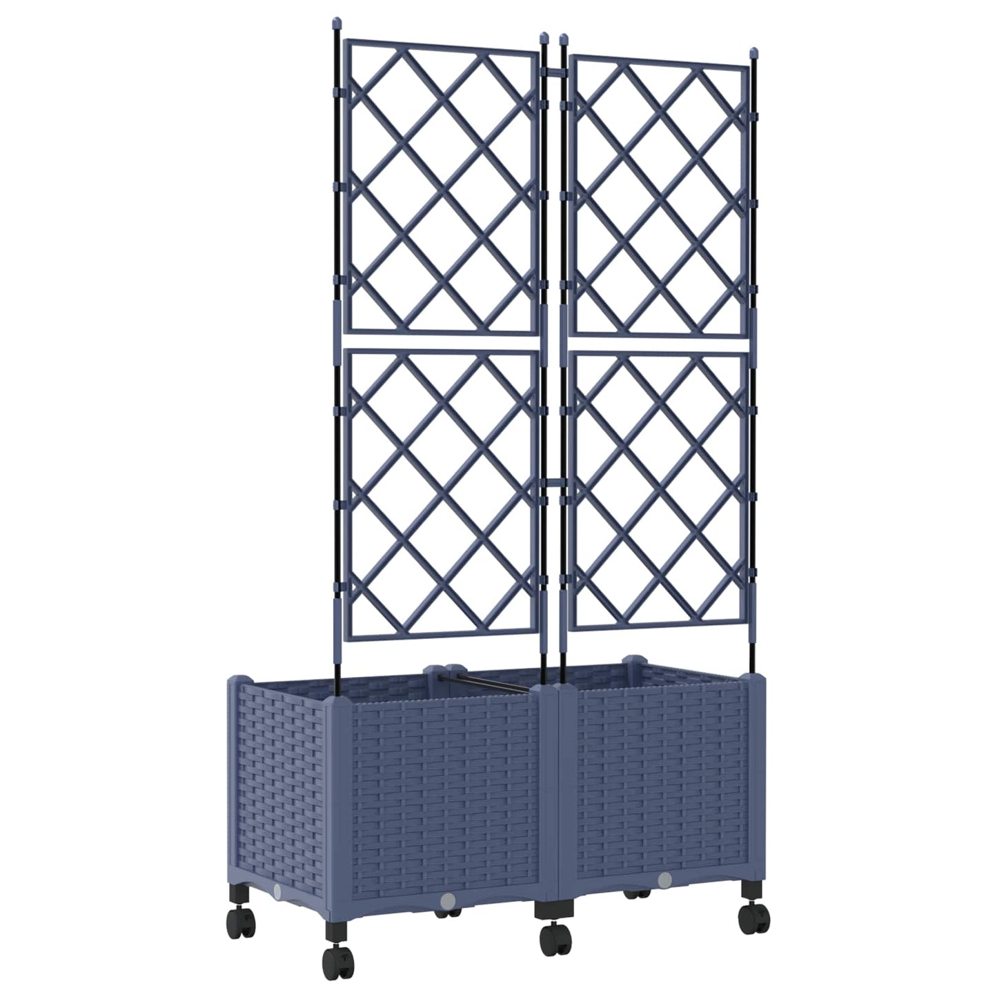 Hageplanter med espalier og hjul 2 stk. Grå 80 x 40 x 149 cm PP