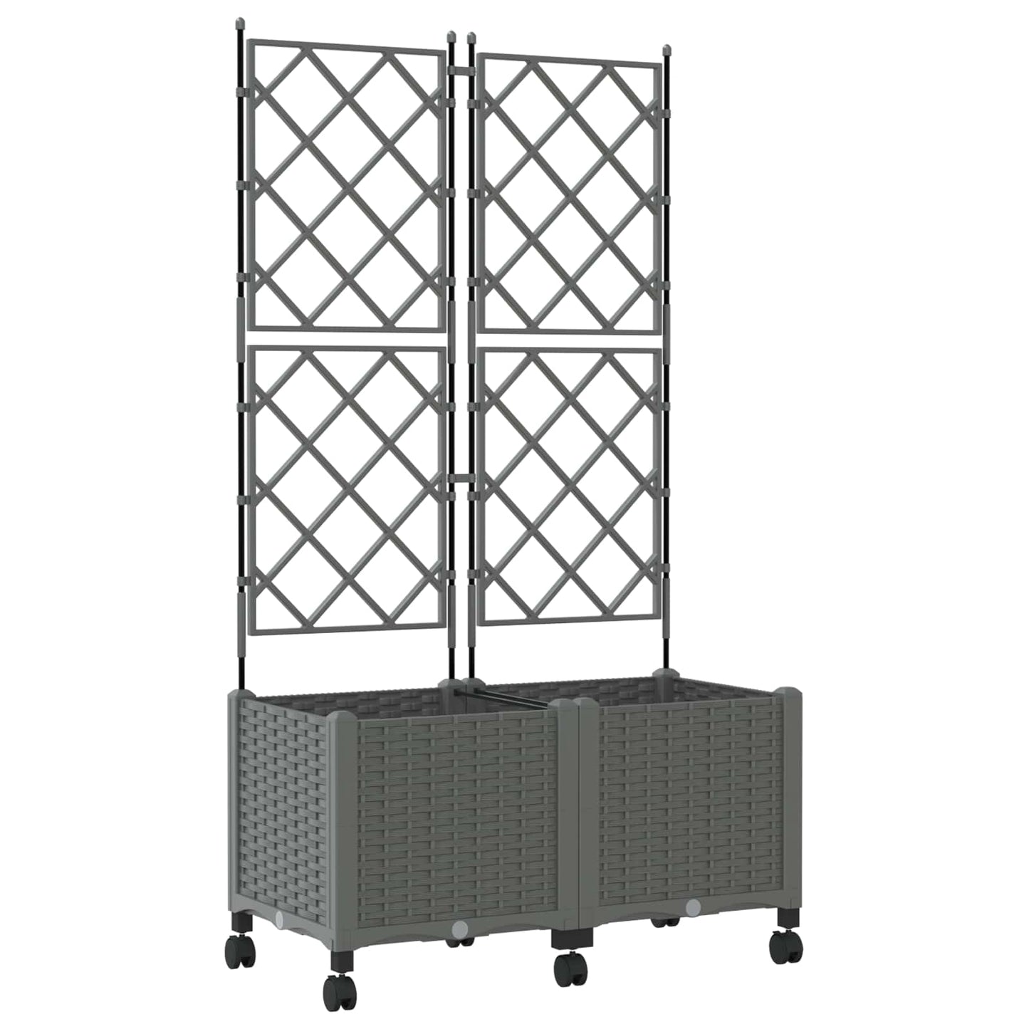 Hageplanter med espalier og hjul 2 stk. Lysegrå PP