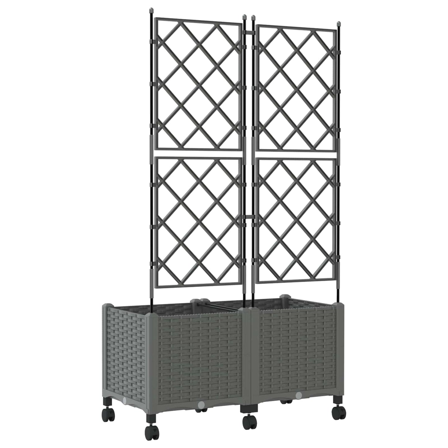 Hageplanter med espalier og hjul 2 stk. Lysegrå PP