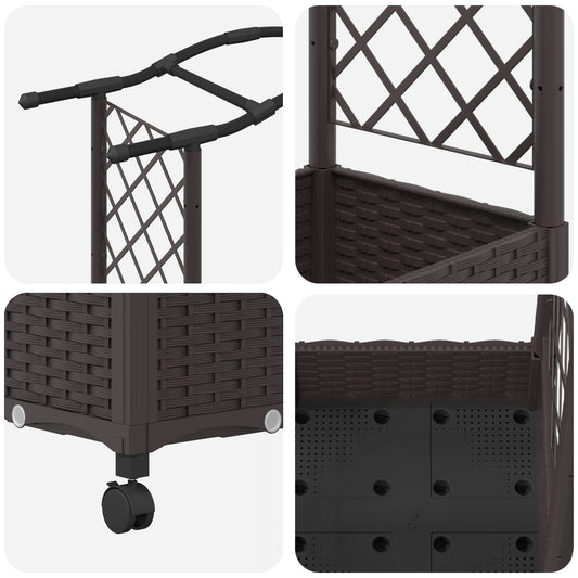 Hevet Bed med Trellis og Tak Brun 124 x 40 x 129 cm PP