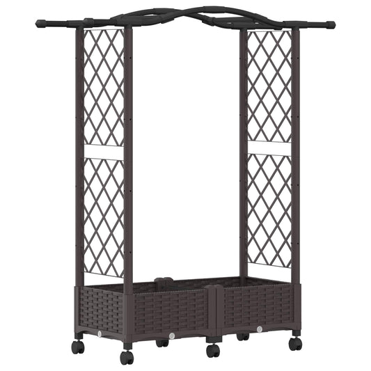 Hevet Bed med Trellis og Tak Brun 124 x 40 x 129 cm PP