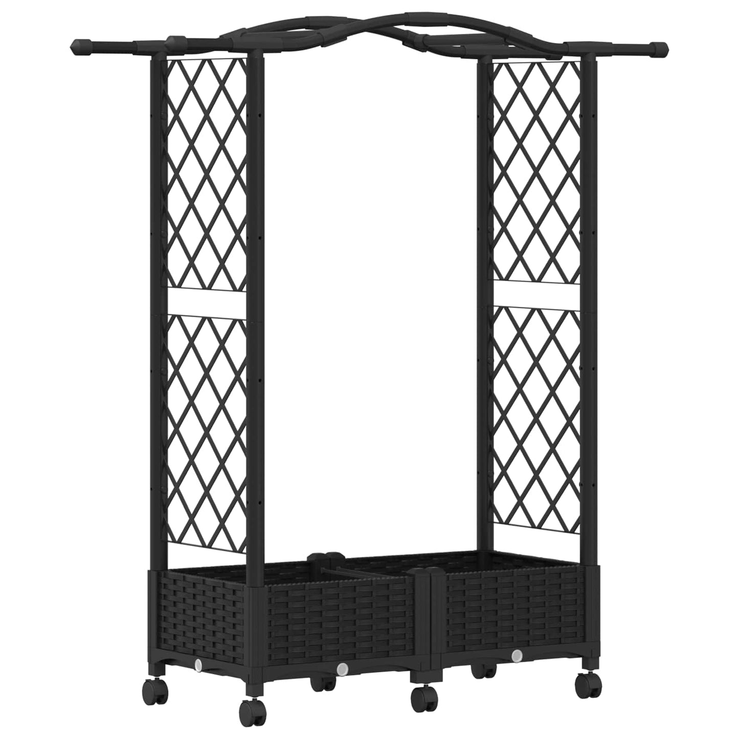 Hevet Bed med Trellis og Tak Svart 124 x 40 x 129 cm PP