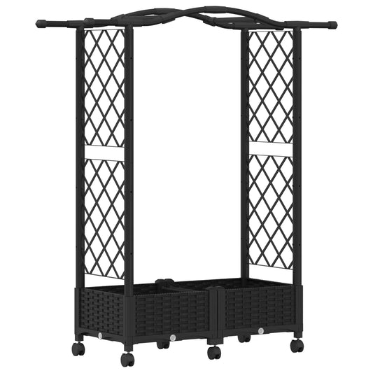 Hevet Bed med Trellis og Tak Svart 124 x 40 x 129 cm PP