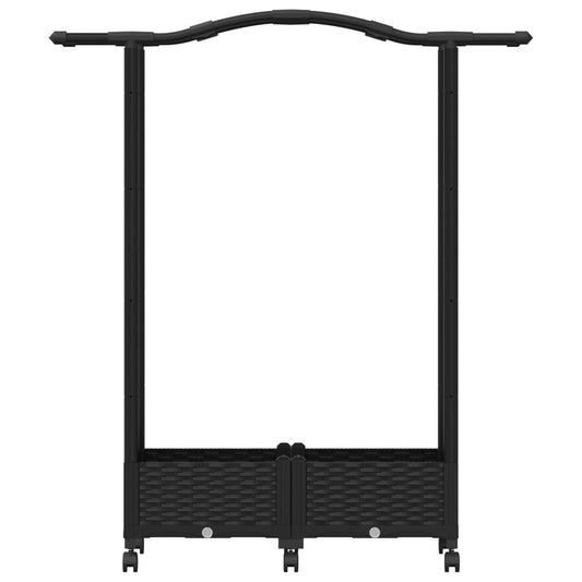 Hevet Bed med Trellis og Tak Svart 124 x 40 x 129 cm PP