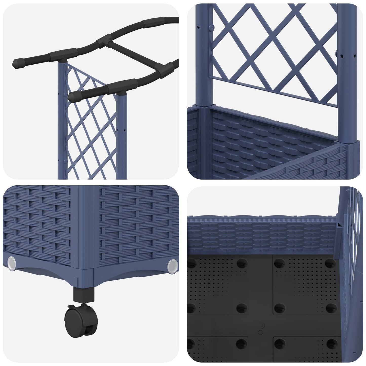 Hevet Bed med Trellis og Tak Grå 124 x 40 x 129 cm PP