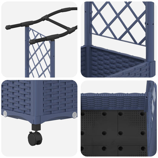 Hevet Bed med Trellis og Tak Grå 124 x 40 x 129 cm PP