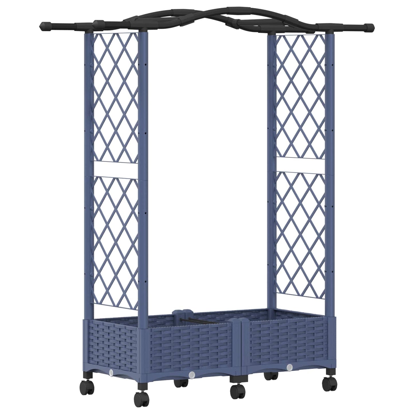 Hevet Bed med Trellis og Tak Grå 124 x 40 x 129 cm PP