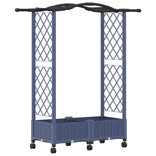 Hevet Bed med Trellis og Tak Grå 124 x 40 x 129 cm PP