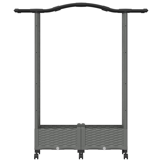Hevet Bed med Trellis og Tak Lysegrå 124 x 40 x 129 cm PP