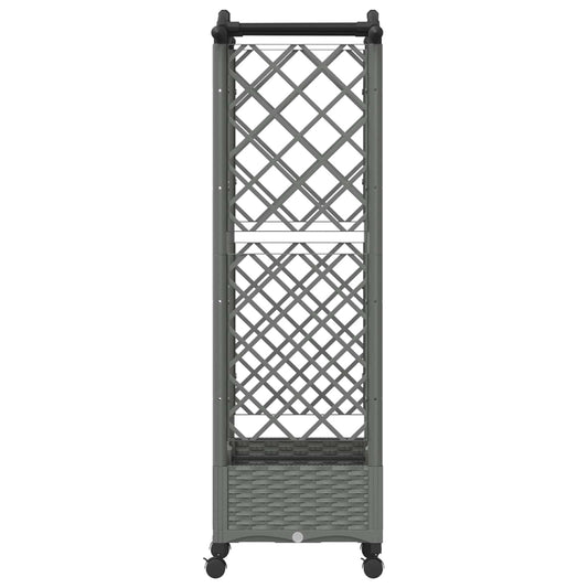 Hevet Bed med Trellis og Tak Lysegrå 124 x 40 x 129 cm PP