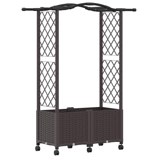 Hevet Bed med Trellis og Tak Brun 125 x 40 x 144 cm PP