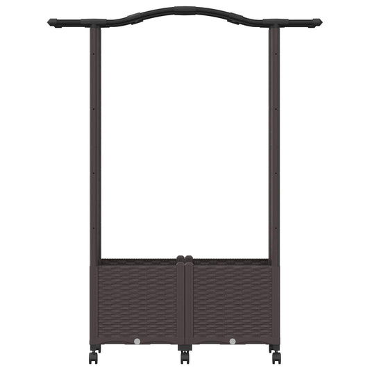 Hevet Bed med Trellis og Tak Brun 125 x 40 x 144 cm PP