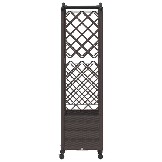 Hevet Bed med Trellis og Tak Brun 125 x 40 x 144 cm PP