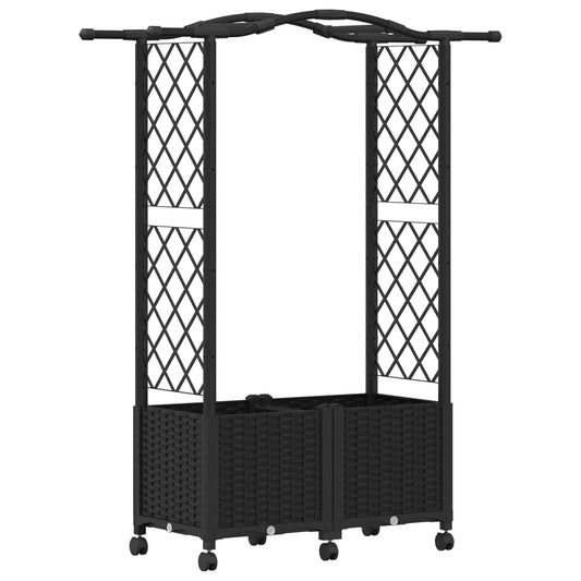 Hevet Bed med Trellis og Tak Svart 125 x 40 x 144 cm PP