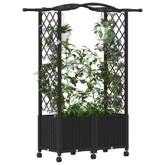 Hevet Bed med Trellis og Tak Svart 125 x 40 x 144 cm PP