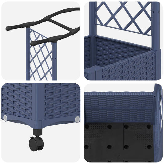 Hevet Bed med Trellis og Tak Grå 125 x 40 x 144 cm PP