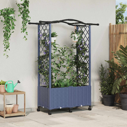 Hevet Bed med Trellis og Tak Grå 125 x 40 x 144 cm PP