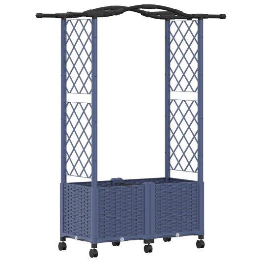 Hevet Bed med Trellis og Tak Grå 125 x 40 x 144 cm PP