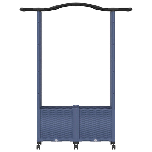 Hevet Bed med Trellis og Tak Grå 125 x 40 x 144 cm PP