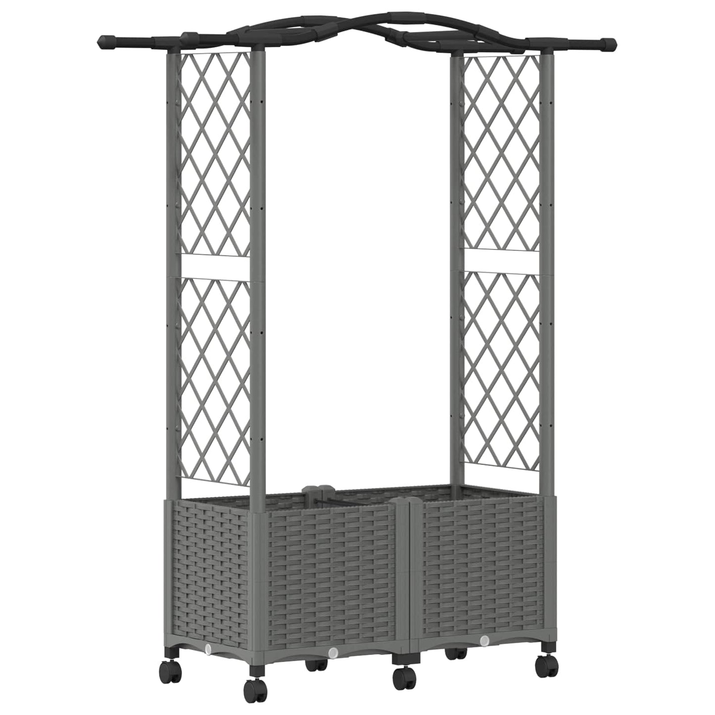 Hevet Bed med Trellis og Tak Lysegrå 125 x 40 x 144 cm PP