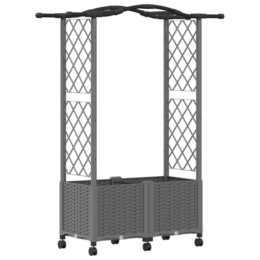 Hevet Bed med Trellis og Tak Lysegrå 125 x 40 x 144 cm PP