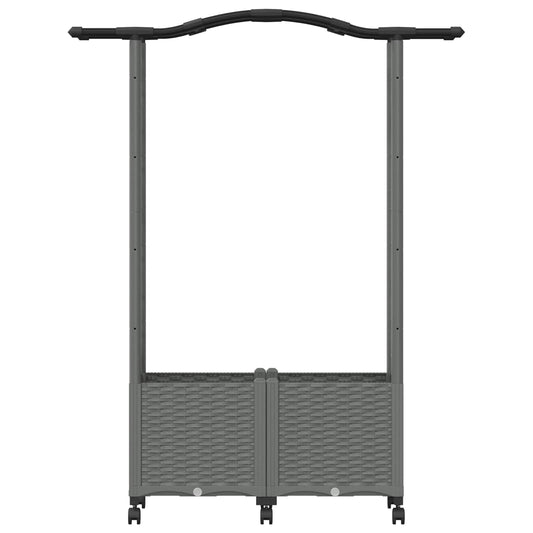 Hevet Bed med Trellis og Tak Lysegrå 125 x 40 x 144 cm PP