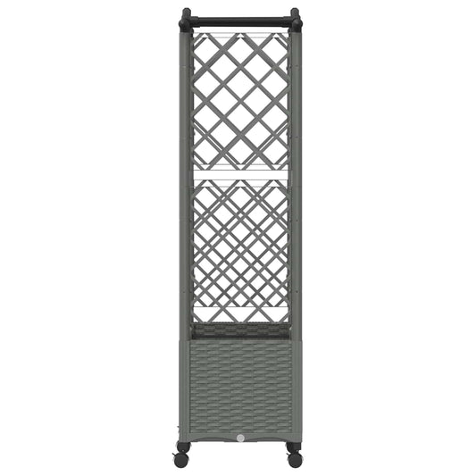 Hevet Bed med Trellis og Tak Lysegrå 125 x 40 x 144 cm PP