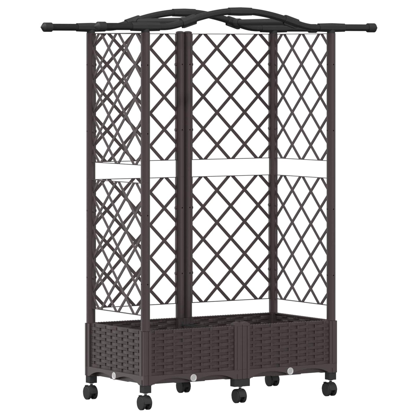 Hevet Bed med Trellis og Tak Brun 124 x 40 x 129 cm PP