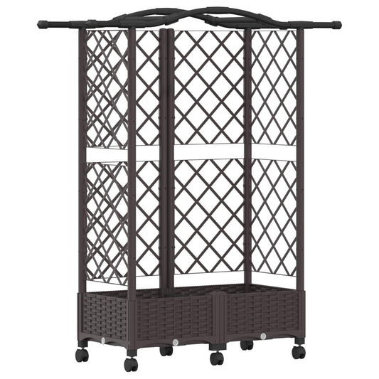 Hevet Bed med Trellis og Tak Brun 124 x 40 x 129 cm PP