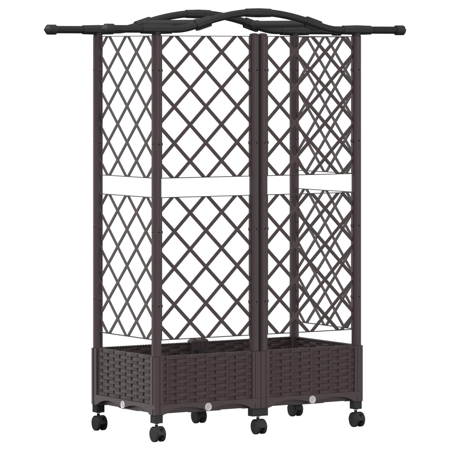 Hevet Bed med Trellis og Tak Brun 124 x 40 x 129 cm PP