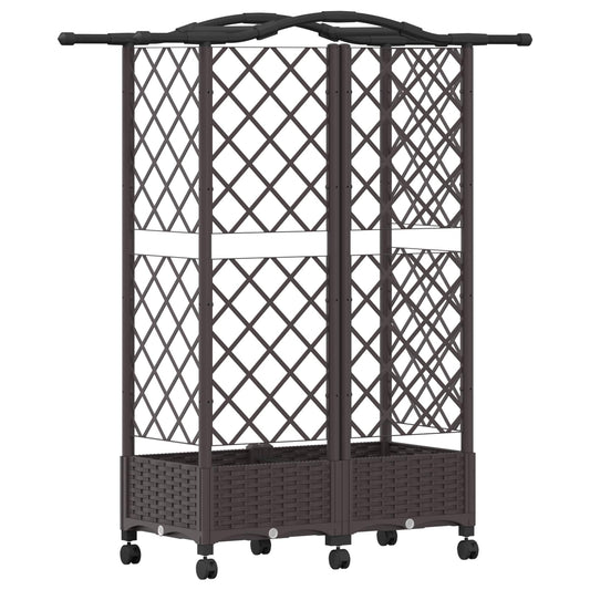 Hevet Bed med Trellis og Tak Brun 124 x 40 x 129 cm PP