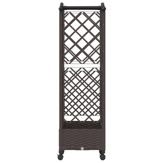 Hevet Bed med Trellis og Tak Brun 124 x 40 x 129 cm PP