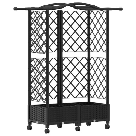 Hevet Bed med Trellis og Tak Svart 124 x 40 x 129 cm PP