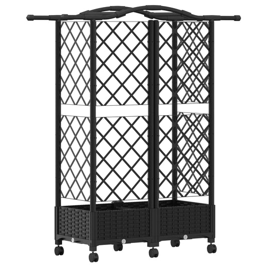 Hevet Bed med Trellis og Tak Svart 124 x 40 x 129 cm PP