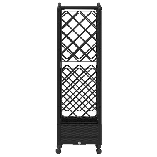 Hevet Bed med Trellis og Tak Svart 124 x 40 x 129 cm PP