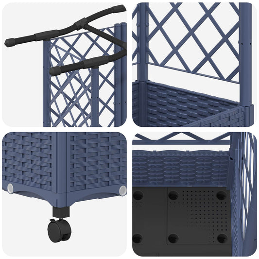 Hevet Bed med Trellis og Tak Grå 124 x 40 x 129 cm PP