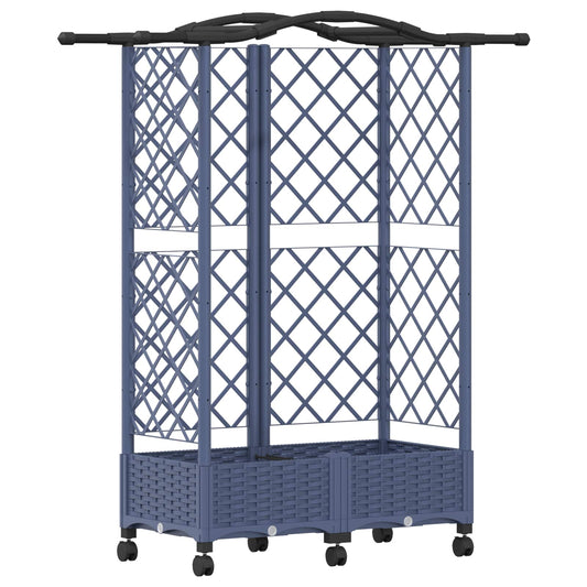 Hevet Bed med Trellis og Tak Grå 124 x 40 x 129 cm PP