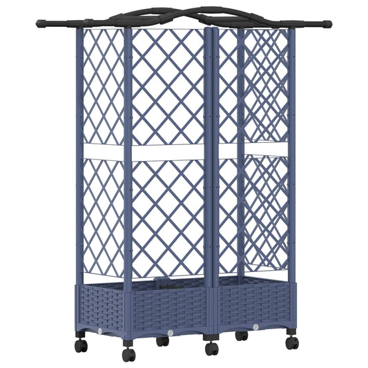 Hevet Bed med Trellis og Tak Grå 124 x 40 x 129 cm PP