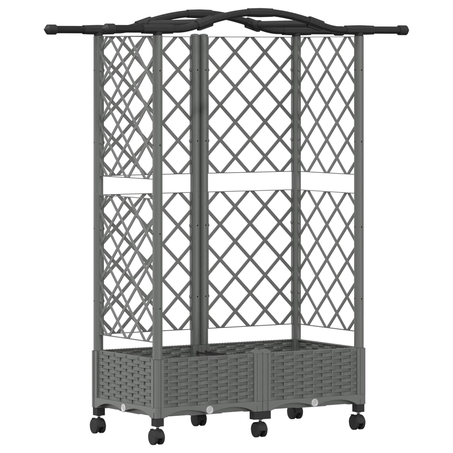 Hevet Bed med Trellis og Tak Lysegrå 124 x 40 x 129 cm PP