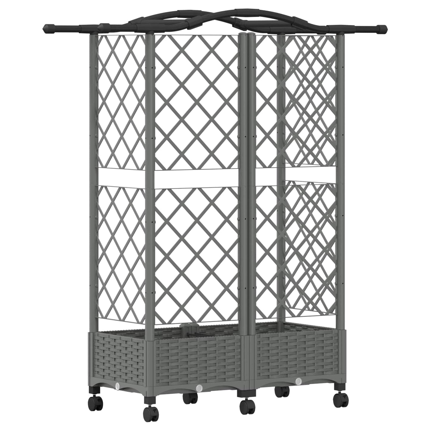 Hevet Bed med Trellis og Tak Lysegrå 124 x 40 x 129 cm PP