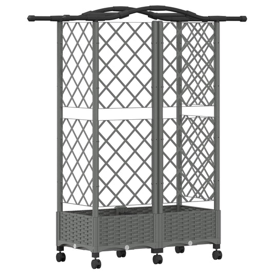 Hevet Bed med Trellis og Tak Lysegrå 124 x 40 x 129 cm PP