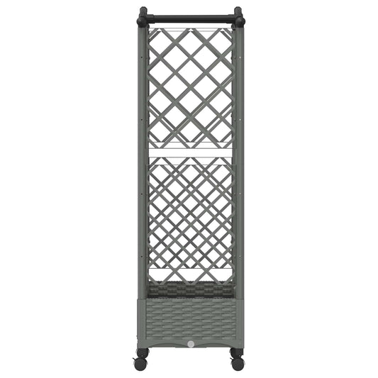 Hevet Bed med Trellis og Tak Lysegrå 124 x 40 x 129 cm PP