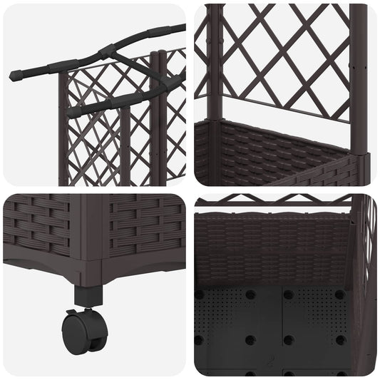 Hevet Bed med Trellis og Tak Brun 122 x 40 x 144 cm PP