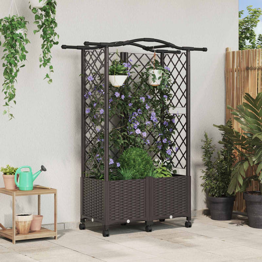 Hevet Bed med Trellis og Tak Brun 122 x 40 x 144 cm PP