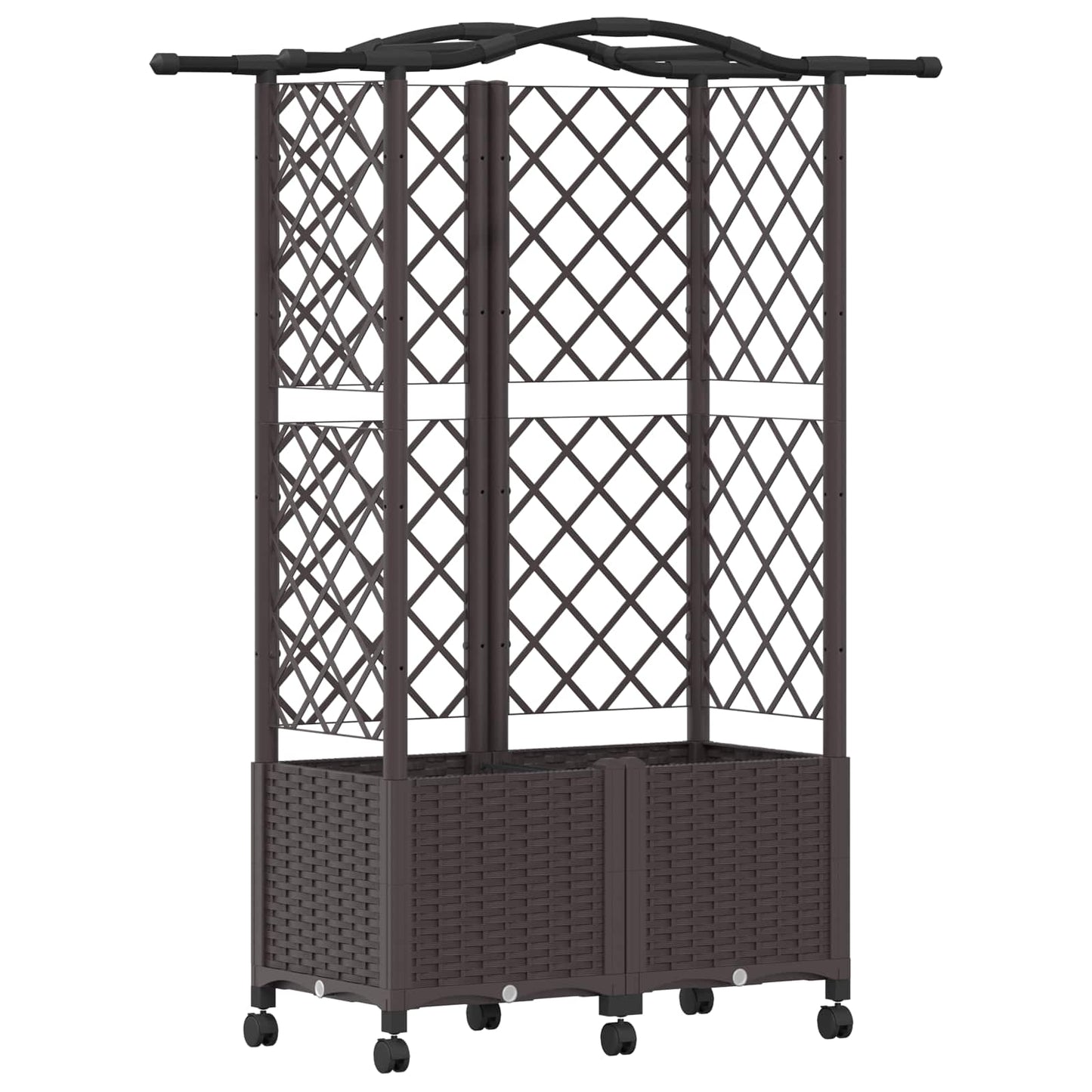 Hevet Bed med Trellis og Tak Brun 122 x 40 x 144 cm PP