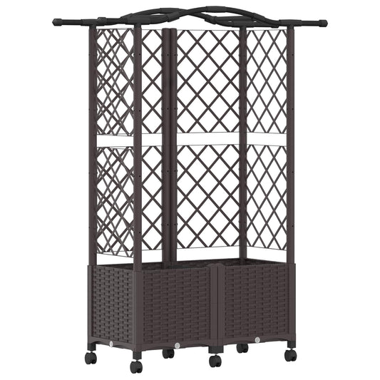 Hevet Bed med Trellis og Tak Brun 122 x 40 x 144 cm PP