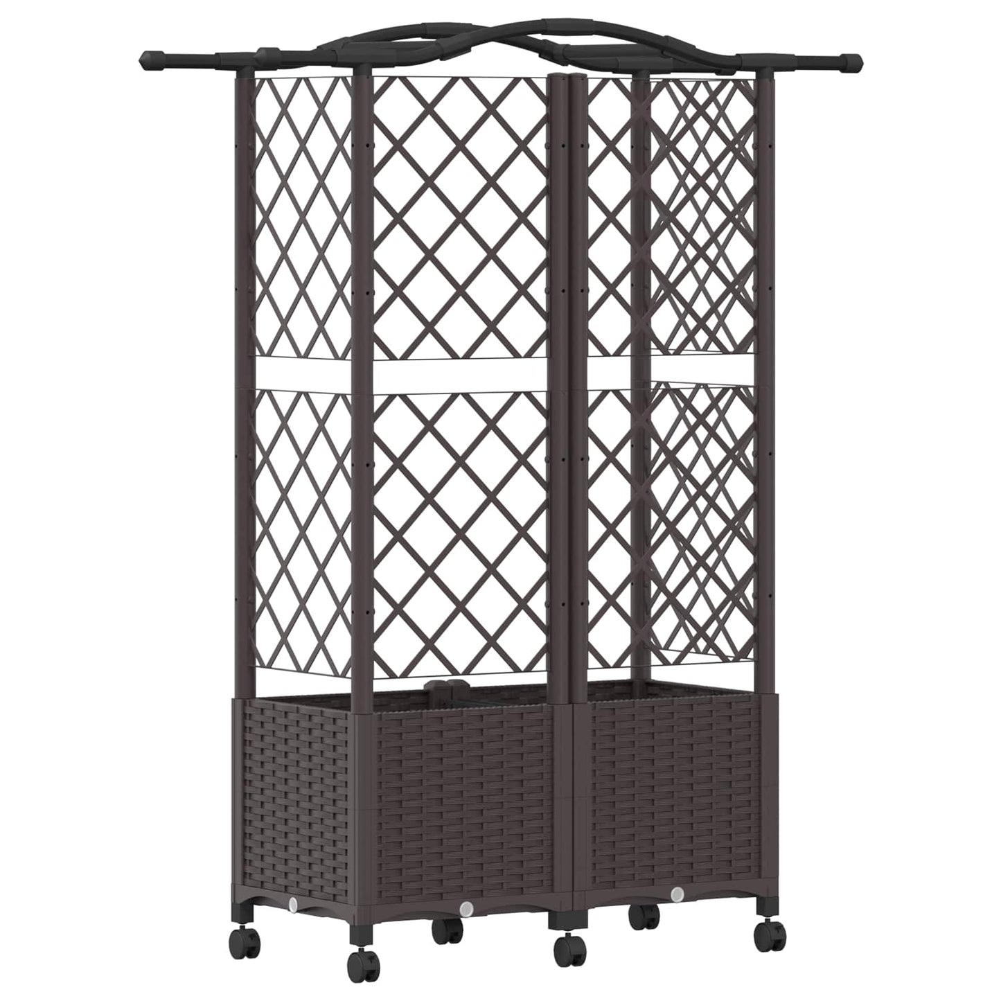 Hevet Bed med Trellis og Tak Brun 122 x 40 x 144 cm PP